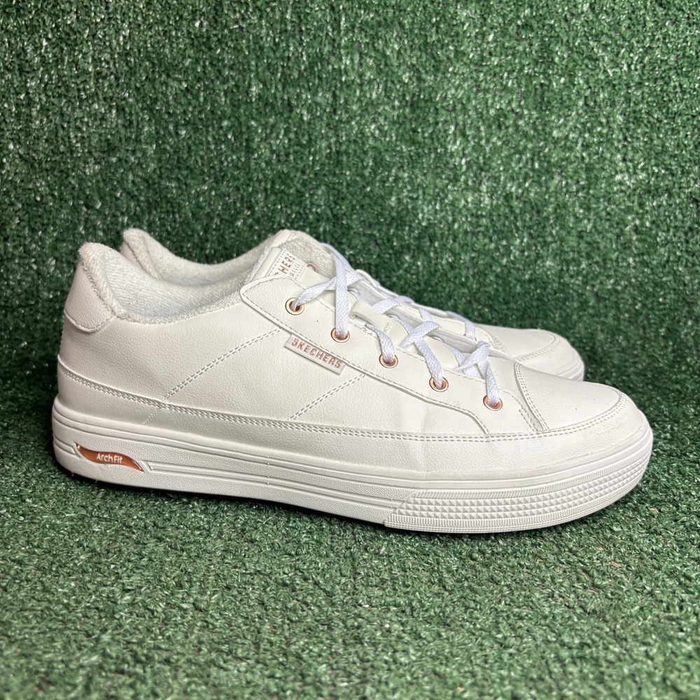 Skechers Arch Fit Arcade On My Way Faux Leather Casual Sneaker White Womens 11